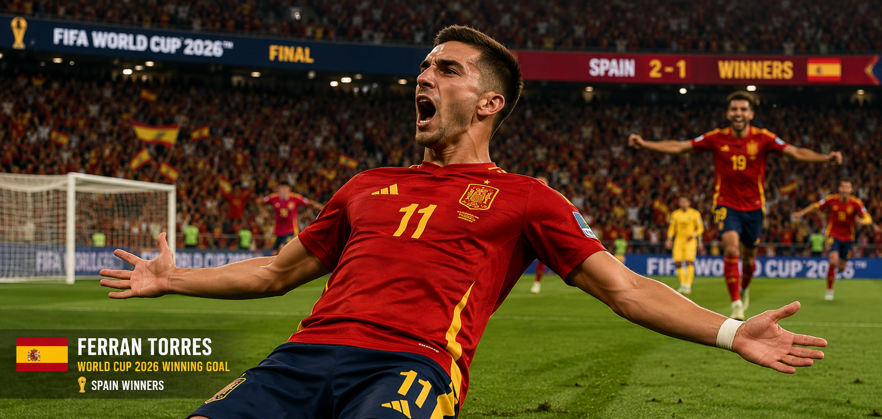 Ferran Torres celebrates World Cup 2026 winning goal for Spain